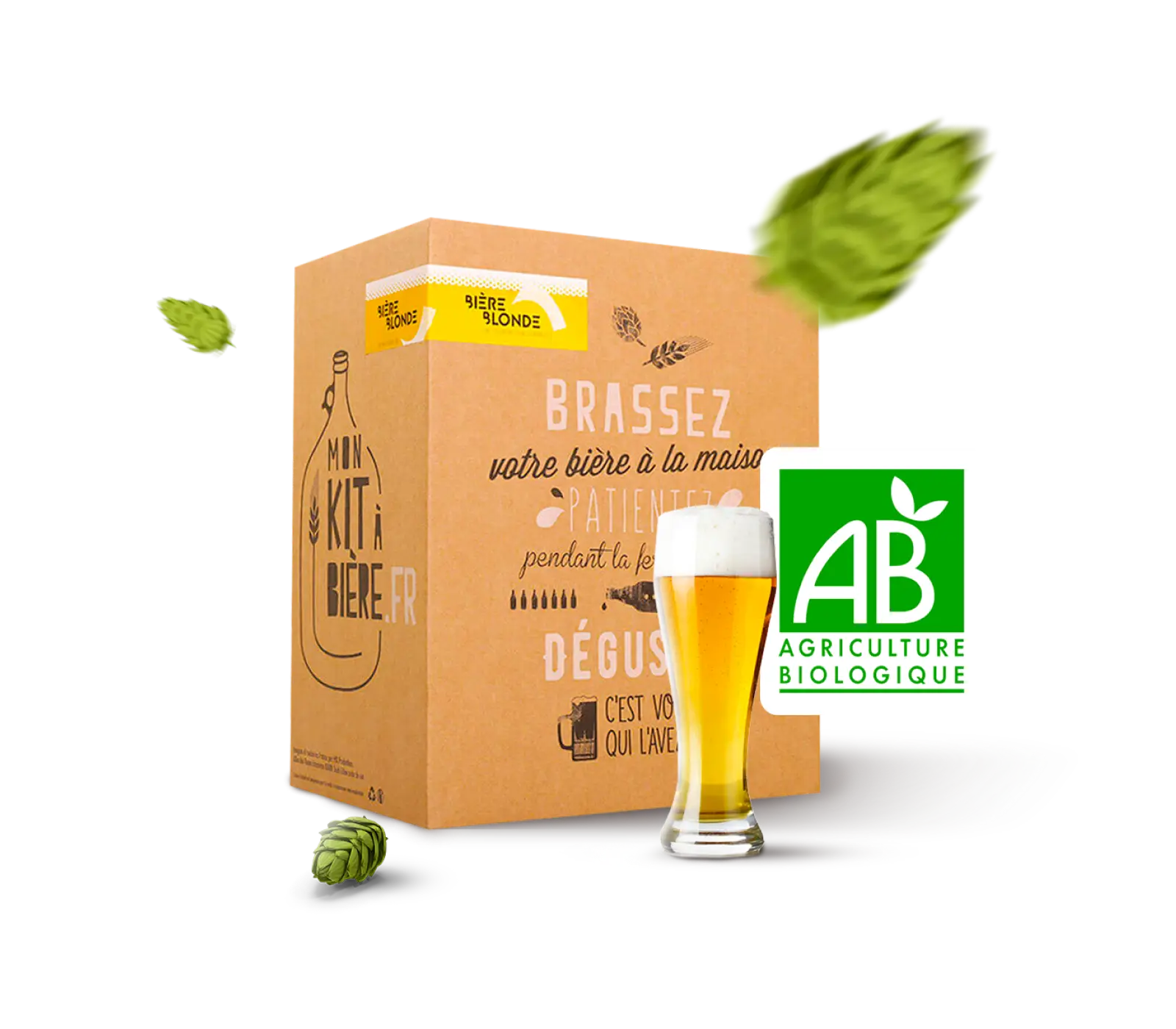 Kit complet de Brassage Artisanal Bière Blonde BIO 5 litres - Mon Kit à  Bière - Kit de brassage pour réaliser une bonne bière maison